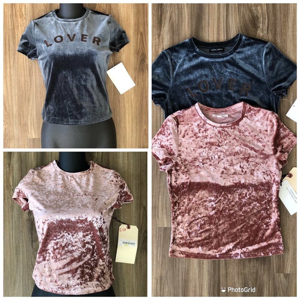 Cotton Candy L.A Crushed Velvet Crew Neck Shirt Set